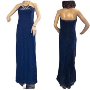 Jessica McClintock Gunne Sax Maxi Cocktail Dress Blue/Purple Sparkles Vintage 9
